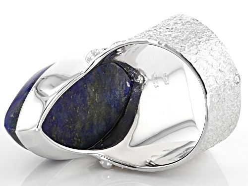 26x13mm Marquise Lapis Lazuli Solitaire Rhodium Over Sterling Silver Ring - Size 5