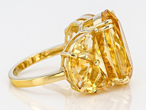9.77ct Oval & 3.31ctw Fancy Shape Citrine 18k Yellow Gold Over Sterling Silver Ring - Size 7