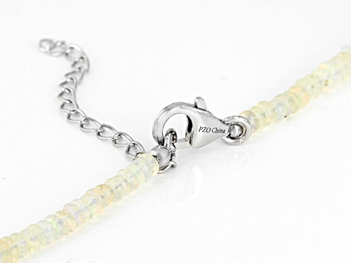 GRADUATED 3-4.5MM ETHIOPIAN OPAL RONDELLE BEAD STERLING SILVER NECKLACE STRAND - Size 18