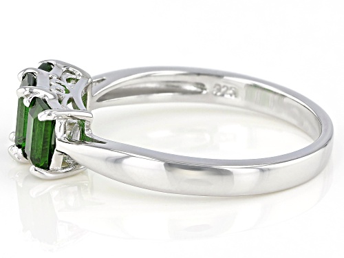 1.94ctw Emerald Cut Russian Chrome Diopside Rhodium Over Sterling Silver 3-Stone Ring - Size 12