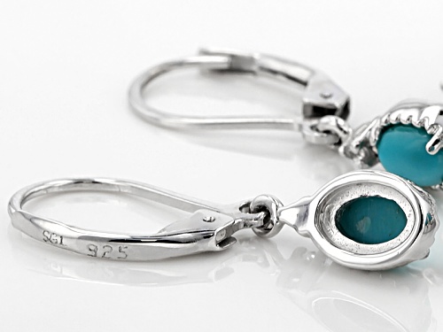Sleeping Beauty Turquoise And .16ctw White Topaz Rhodium Over Silver Ring, Pendant, And Earring Set