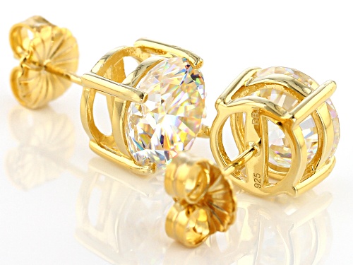 7.34ctw Strontium Titanate 18K Yellow Gold Over Sterling Silver Stud Earrings