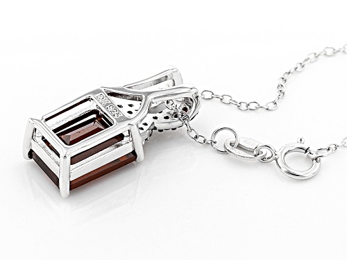 4.08ct Emerald Cut Hessonite And .15ctw Round Vermelho Garnet™ Sterling Silver Slide With Chain
