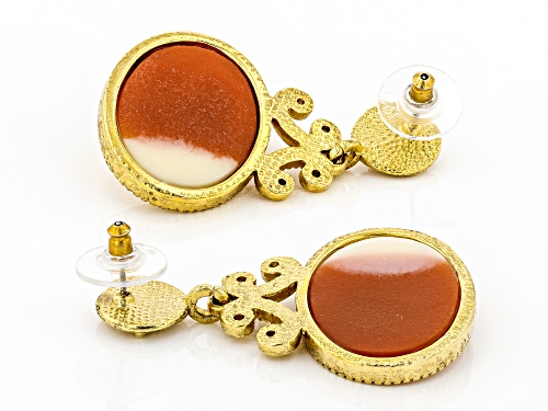 1928 Jewelry® Red & White Resin Gold-Tone Cameo Twin Muse Drop Earrings