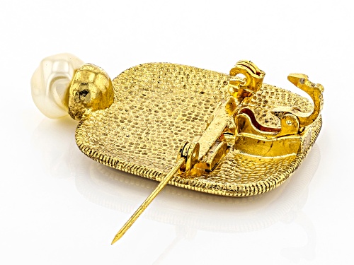 1928 Jewelry® White Pearl Simulant Gold-Tone Classical Goddess Pin/Pendant