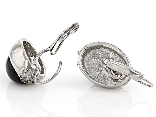 1928 Jewelry® Oval Black Crystal Silver-Tone Drop Earrings