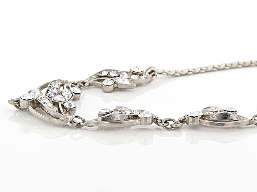 1928 Jewelry® Pear Shape White Crystal Silver-Tone Vine Teardrop Necklace - Size 16