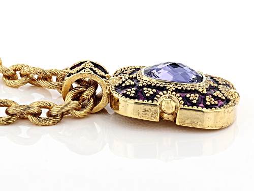 1928 Jewelry® Octagon Purple Crystal Gold Tone Necklace - Size 18