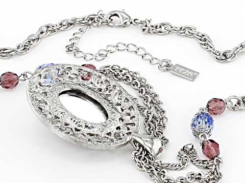 1928 Jewelry® Purple Crystal & Blue Glass Accents Silver-Tone Necklace ...