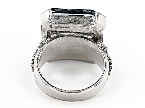 1928 Jewelry® Square Blue Crystal Silver-Tone Ring - Size 8