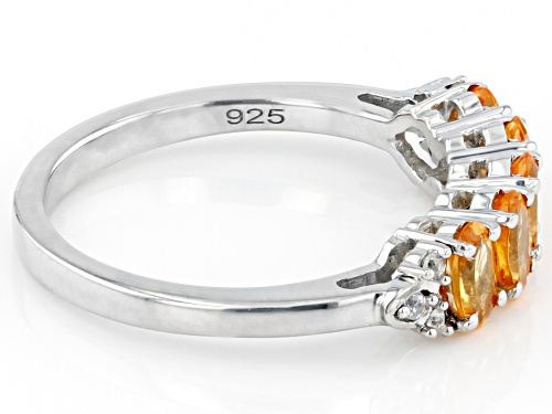 1.20ctw Mandarin Garnet And 0.03ctw White Zircon Rhodium Over Sterling Silver Ring - Size 8