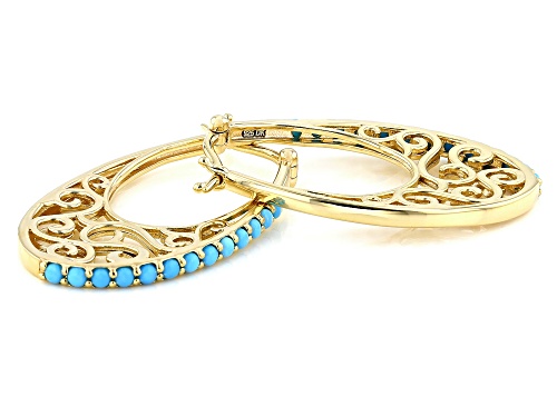 2mm Round Sleeping Beauty Turquoise 18k Yellow Gold Over Sterling Silver Hoop Earrings