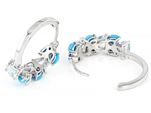 2.00ctw Glacier Topaz™ With Turquoise & .02ctw Blue Diamond Accent Rhodium Over Silver Earrings