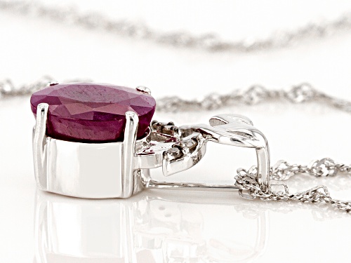 2.32ct Indian Ruby With 0.03ctw Champagne Diamond Rhodium Over Sterling Silver Pendant With Chain