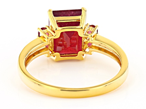3.18ctw Mahaleo® Ruby With Red Spinel And Champagne Diamond 18K Yellow Gold Over Silver Ring - Size 7