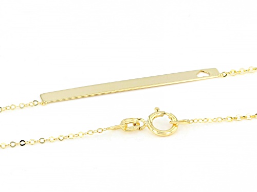 14k Yellow Gold Heart Bar Necklace 18 inch - Size 18
