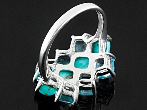 5mm Square Cushion Turquoise And 3.74ctw Square Cushion Glacier Topaz™ Sterling Silver Ring - Size 5