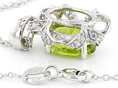 2.12ct Oval Manchurian Peridot™ And .25ctw Round White Zircon Sterling Silver Pendant With Chain