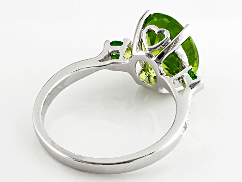 2.97ct Oval Manchurian Peridot™ With .12ctw Russian Chrome Diopside And White Zircon Silver Ring - Size 11