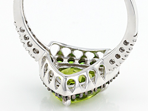 1.91ct Manchurian Peridot™, .23ctw Russian Chrome Diopside, And .07ctw White Zircon Silver Ring - Size 12
