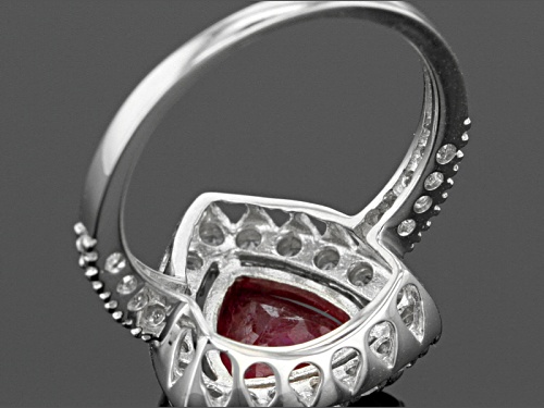 2.97ct Trillion Mahaleo® Ruby With .37ctw Round White Zircon Sterling Silver Ring - Size 10