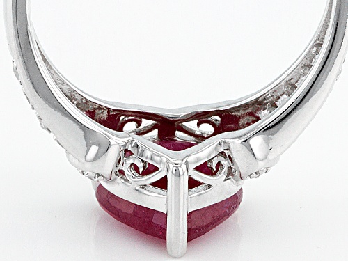 2.76ct Heart Shape Mahaleo® Ruby And .16ctw Round White Zircon Sterling Silver Ring - Size 11