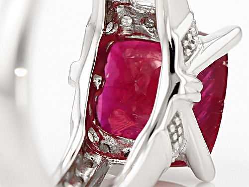 3.82ct Square Mahaleo®Ruby With .20ctw Round White Zircon Sterling Silver Ring - Size 7