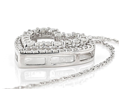 0.50ctw Round White Diamond 10k White Gold Heart Pendant With Chain
