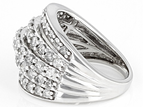 2.45ctw Round White Diamond 10k White Gold Multi-Row Wide Band Ring - Size 8