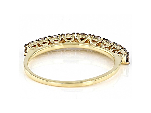 0.85ctw Round Champagne Diamond 10k Yellow Gold Band Ring - Size 6