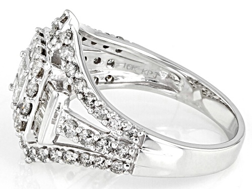 1.25ctw Round, Baguette, And Princess Cut White Diamond 10K White Gold Ring - Size 5.5