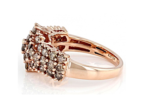 1.70ctw Round Champagne Diamond 10k Rose Gold Cluster Band Ring - Size 6