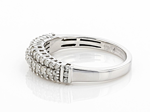 0.50ctw Round White Diamond 10k White Gold Multi-Row Band Ring - Size 7
