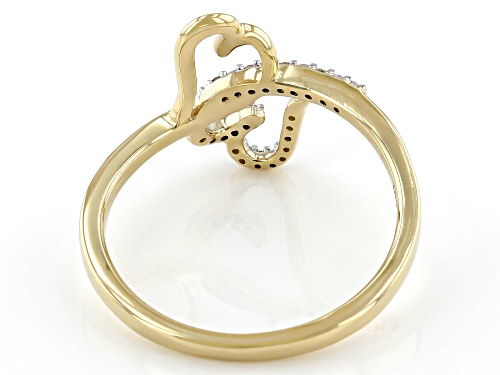 0.10ctw Round White Diamond 10K Yellow Gold Interlocking Heart Ring - Size 8