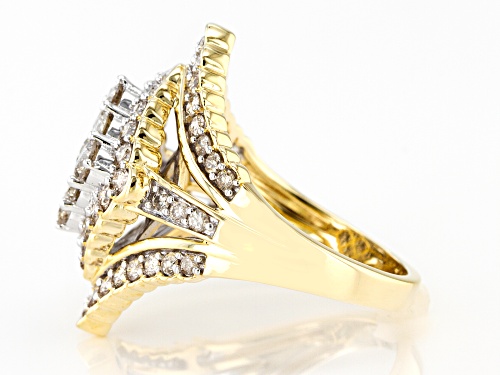 2.00ctw Round White Diamond 10k Yellow Gold Cluster Ring - Size 7