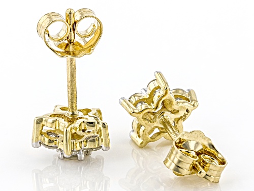 0.50ctw Round White Diamond 10k Yellow Gold Cluster Earrings