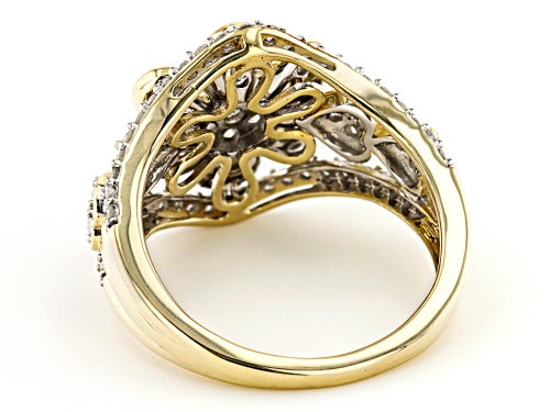 1.00ctw Round White Diamond 10k Yellow Gold Floral Cluster Ring - Size 6