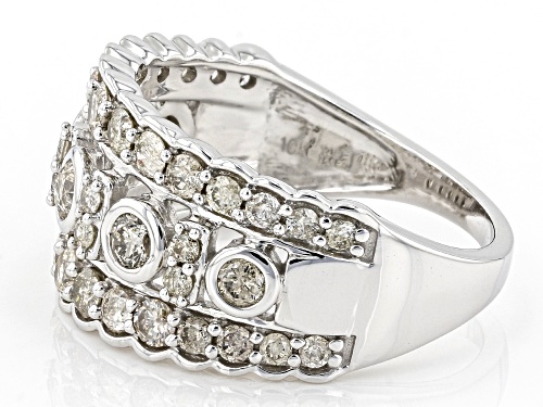 1.25ctw Round White Diamond 10k White Gold Wide Band Ring - Size 6