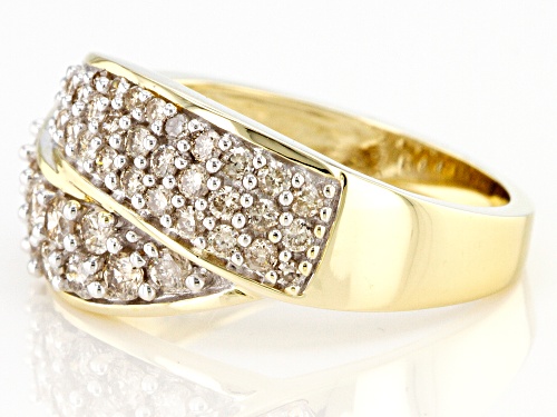 1.00ctw Round Candlelight Diamonds™ 10k Yellow Gold Crossover Band Ring - Size 5