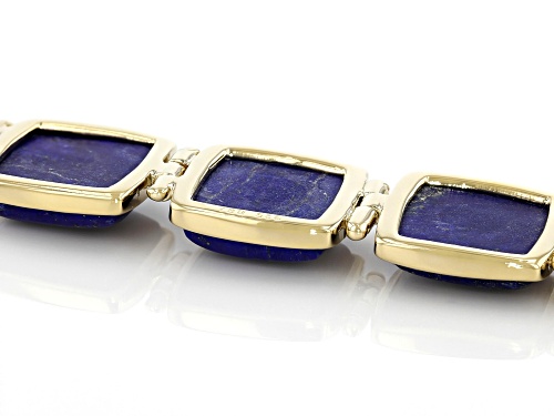 15MM CUSHION CABOCHON LAPIS 18K YELLOW GOLD OVER STERLING SILVER BRACELET - Size 7.25
