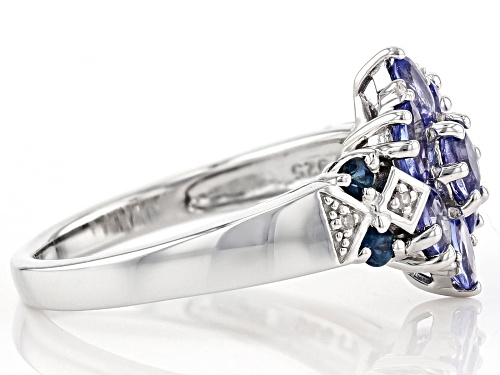 .95ctw Tanzanite with .17ctw Blue Sapphire & .02ctw White Diamond Accent Rhodium Over Silver Ring - Size 8