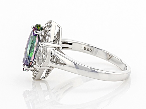 1.70CT MARQUISE MYSTIC(R) TOPAZ WITH .55CTW WHITE TOPAZ RHODIUM OVER STERLING SILVER RING - Size 8