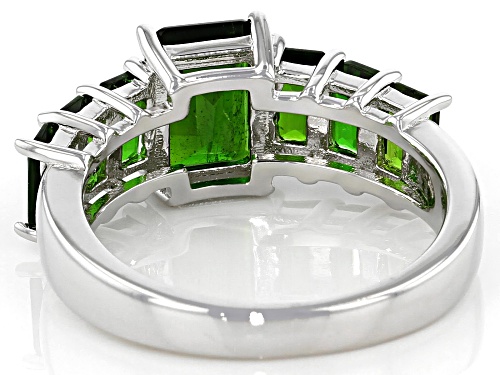 3.03ctw Emerald Cut Chrome Diopside Rhodium Over Sterling Silver Band Ring - Size 8