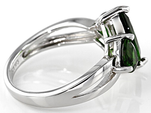 1.45ct Marquise And 1.51ctw Trillion Chrome Diopside Rhodium Over Silver 3-Stone Ring - Size 8