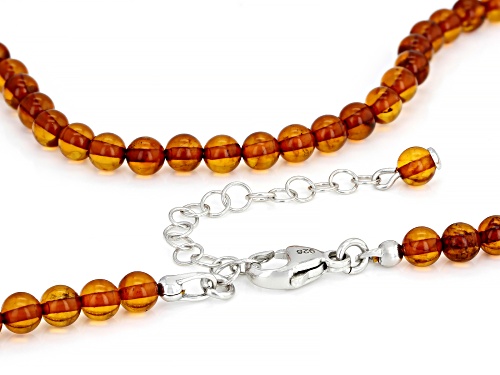 5MM ROUND AMBER RHODIUM OVER STERLING SILVER NECKLACE - Size 20