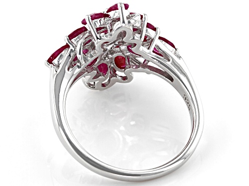 2.82CTW OVAL BURMESE RUBY RHODIUM OVER STERLING SILVER RING - Size 8