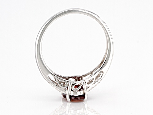 1.22CT oval Vermelho Garnet™ rhodium over sterling silver solitaire ring - Size 9
