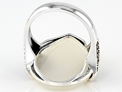 24x17mm Pear Shape Mother-Of-Pearl With Marcasite Sterling Silver Ring - Size 6
