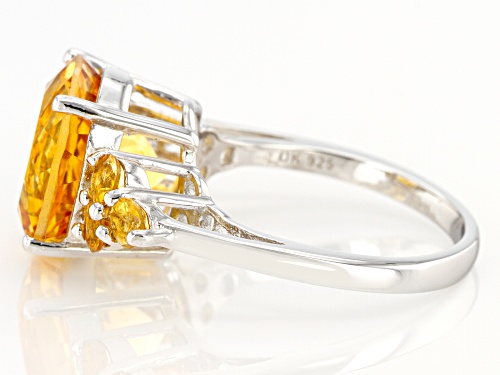 5.79ctw Round Citrine Rhodium Over Sterling Silver Ring - Size 8