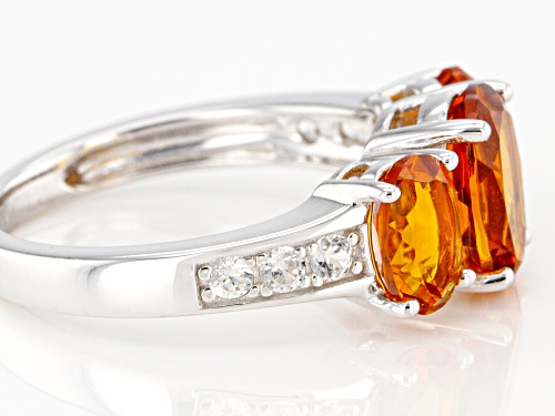 2.70ctw Oval Madeira Citrine With .23ctw Round White Zircon Rhodium Over Sterling Silver Ring - Size 8